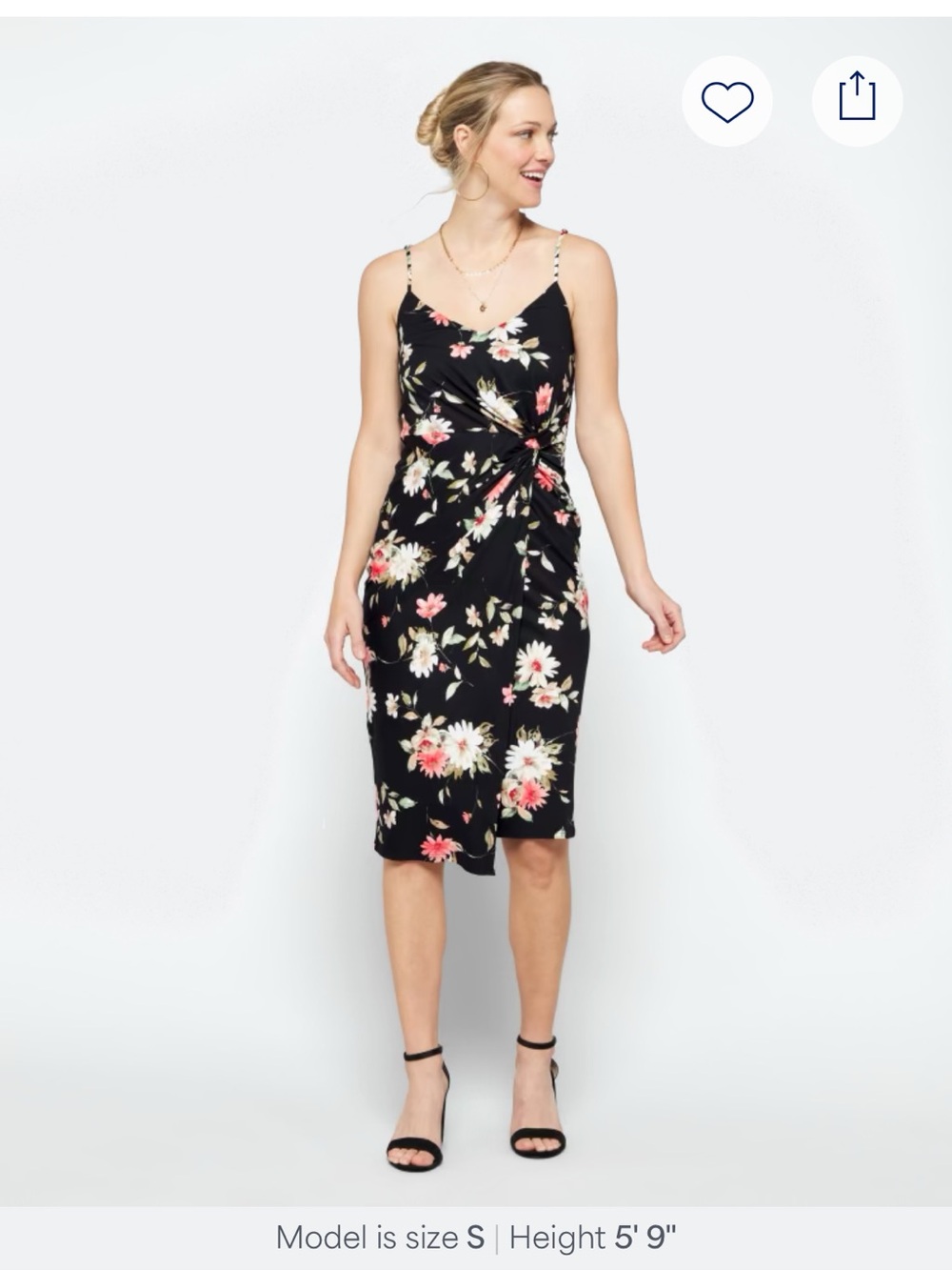 nine britton Black Floral Strappy Midi Dress